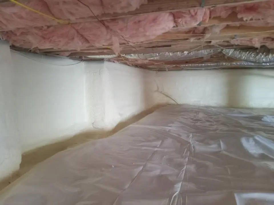Crawl space encapsulation with closed-cell spray foam for Flat Roof Repair in Franklin